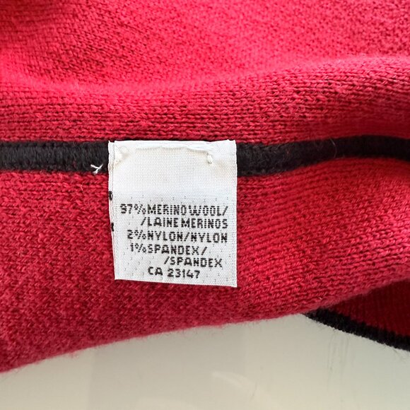 Talbots Petites black wool open cardigan sweater with red interior size PS - Picture 8 of 9